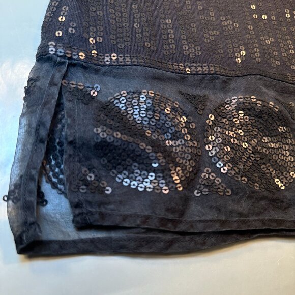 Adrienne Vittadini Collection Tunic Blouse Womens Sheer Sequin Top Long Sleeve - Picture 6 of 16